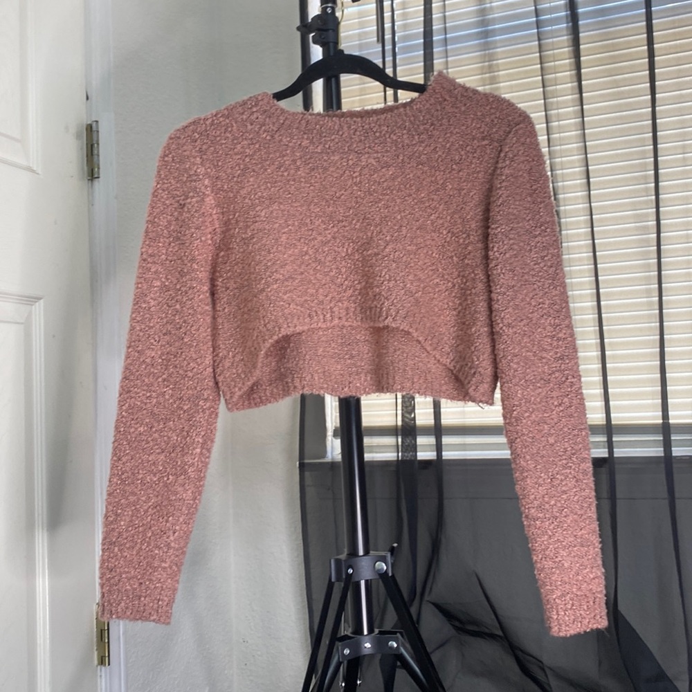 Pink Knit Crop Top Sweater